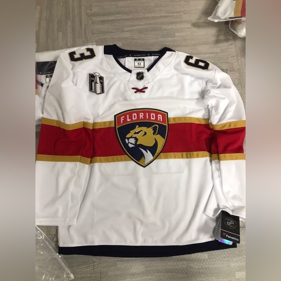 Other - Florida Panthers White Hockey Jersey with Red and Gold Accents